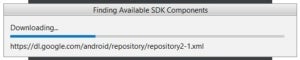 Я также наблюдал следующее окно сообщения « Поиск доступных компонентов SDK»