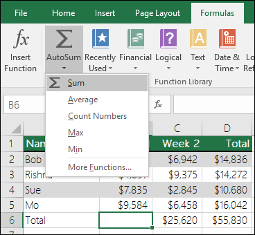En hurtig og nem måde at tilføje værdier i Excel på er at bruge   Autosum